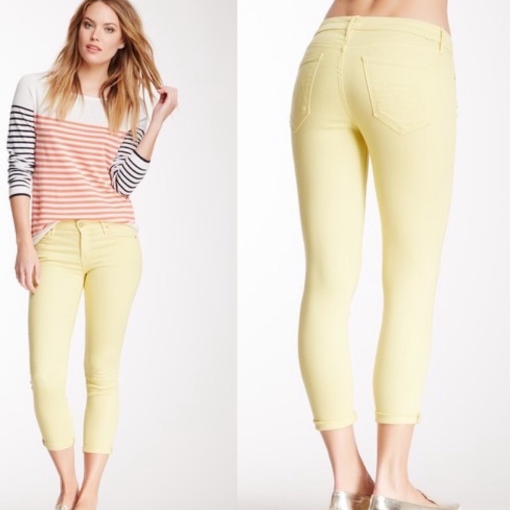 MOTHER The Looker Yellow Ankle Crop Skinny Jeans